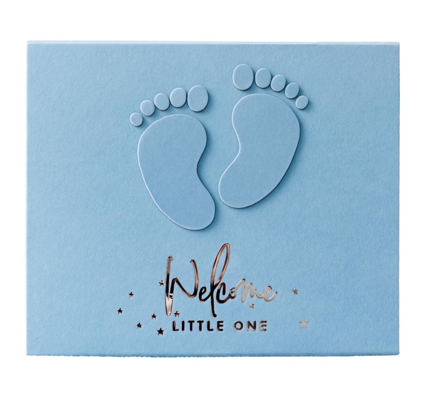 Handmade Baby Memory Book, Scrapbook AND Photo Album with Keepsake Box, Hand & Footprint Kit included, Baby's First Year, Journal, For Newborn 0-12 Months (Teddy Bear Boy, Blue)