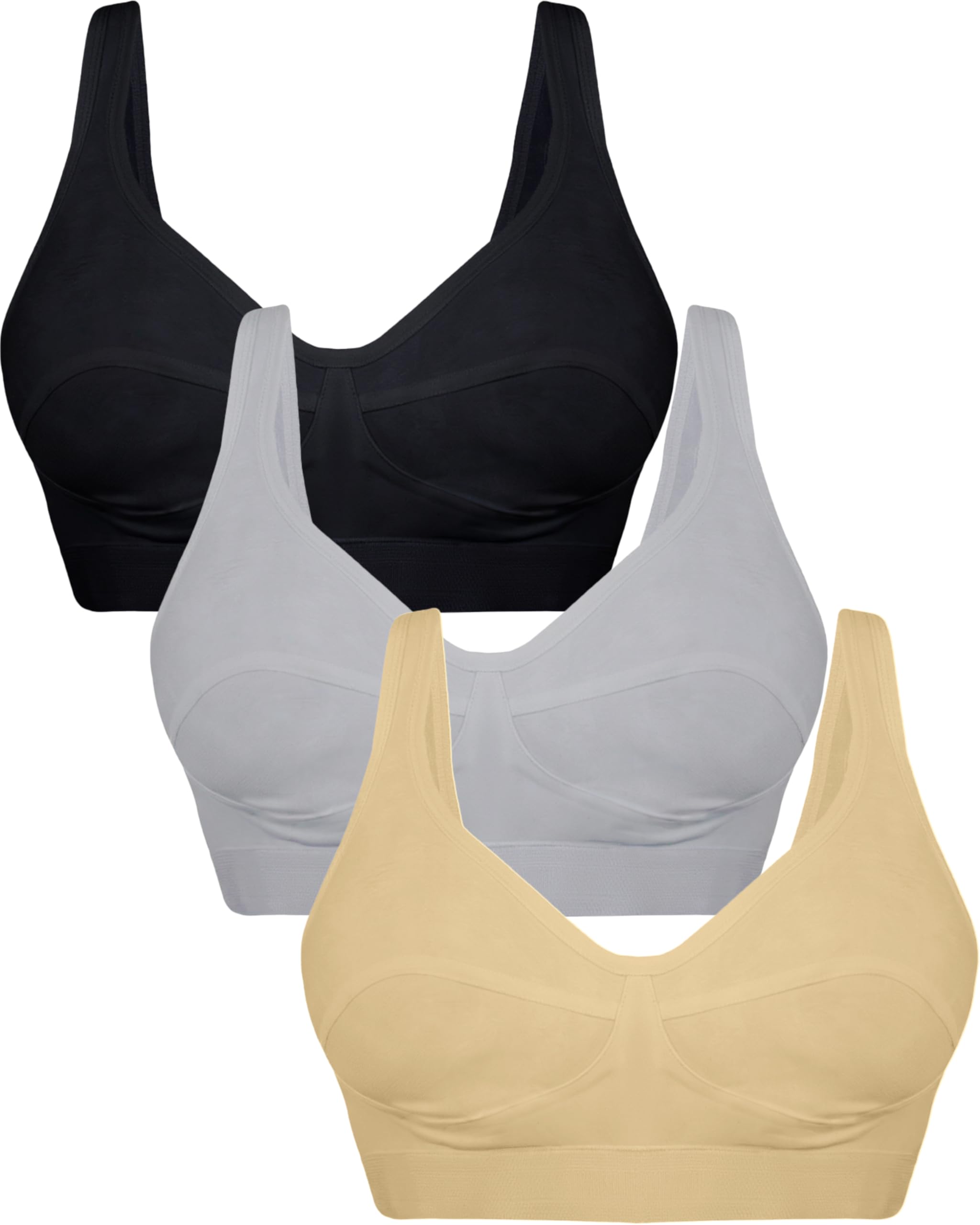 dressably Pack of 3 Women's Sports Bra, Non-Padded, Non-Wired, Full Coverage, Lycra Fabric, Seamless Fit-picture-11