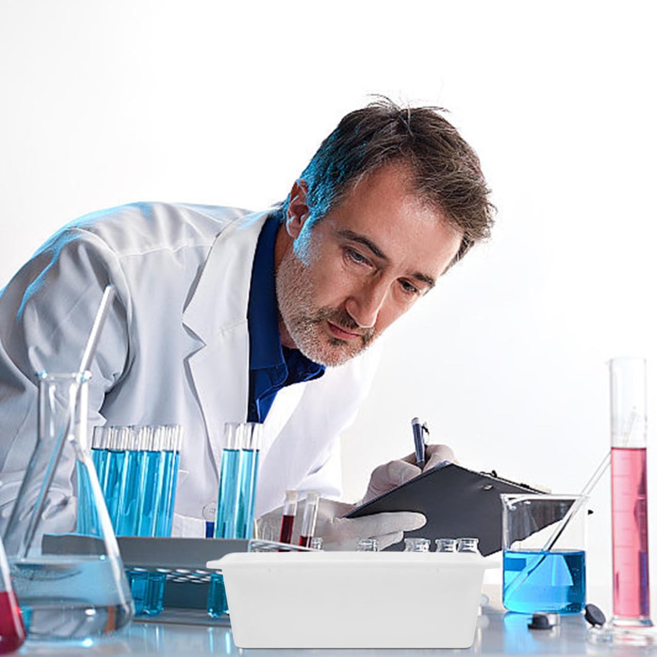 ULTECHNOVO 3 vassoi quadrati da laboratorio per esperimenti chimici, a prova di perdite, in plastica robusta per forniture