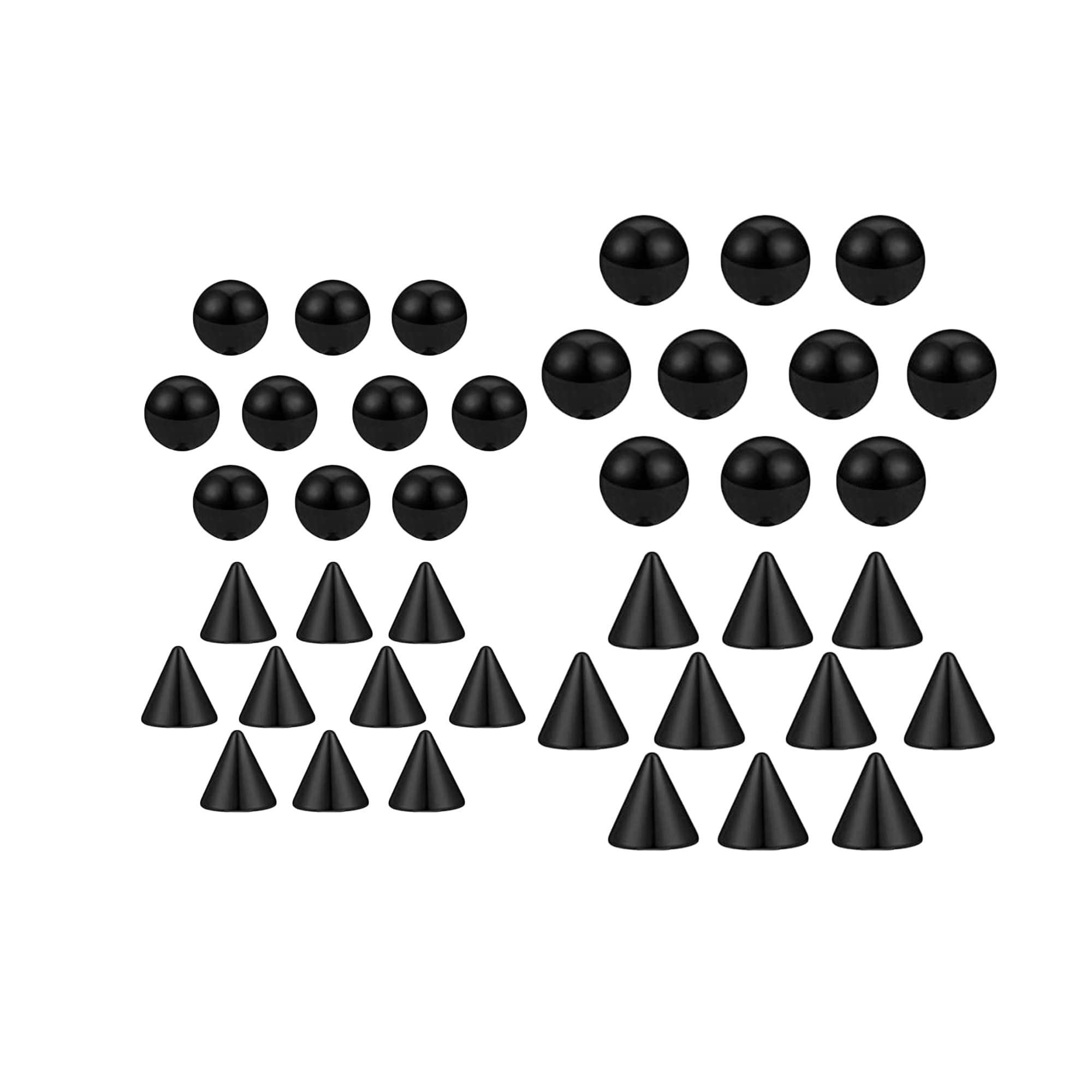 COLORFUL BLINGCOLORFUL BLING 40Pcs 4mm/5mm Mixed Fake Eyebrow Lip Labret Ear Stud Nose Ball Ring with Sticker Replacement Balls Spike No Piercing Body Faux Jewelry