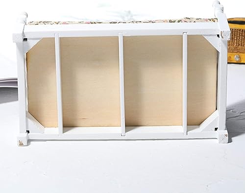 Miniatura 5 de shlutesoy Cama de muebles en miniatura, adornos de jardín de hadas, decoración de casa de muñecas DIY, 112 linda cama de madera en miniatura para