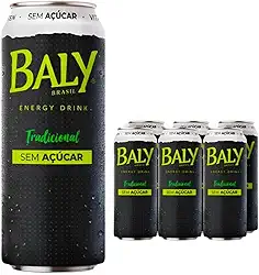Baly Brasil Energy Drink Tradicional Sem Açúcar, Bebida Energética, 473ml, Pack com 6 Unidades