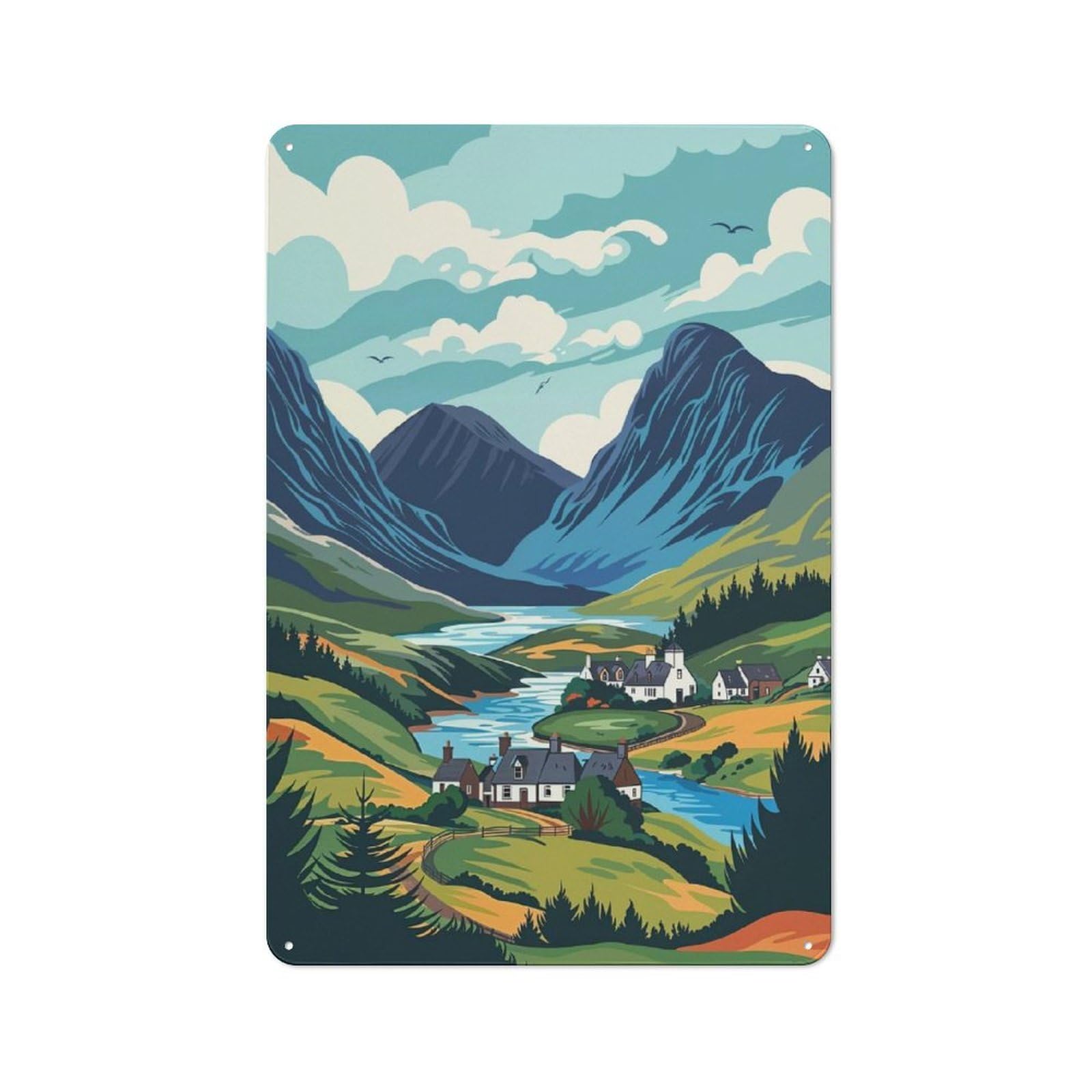 Junmoney Scottish Highlands Vintage Tin Sign 30X20cm With For Living Room Or Hallway, Gift Idea At Christmas For Home Wall Decor Collectors