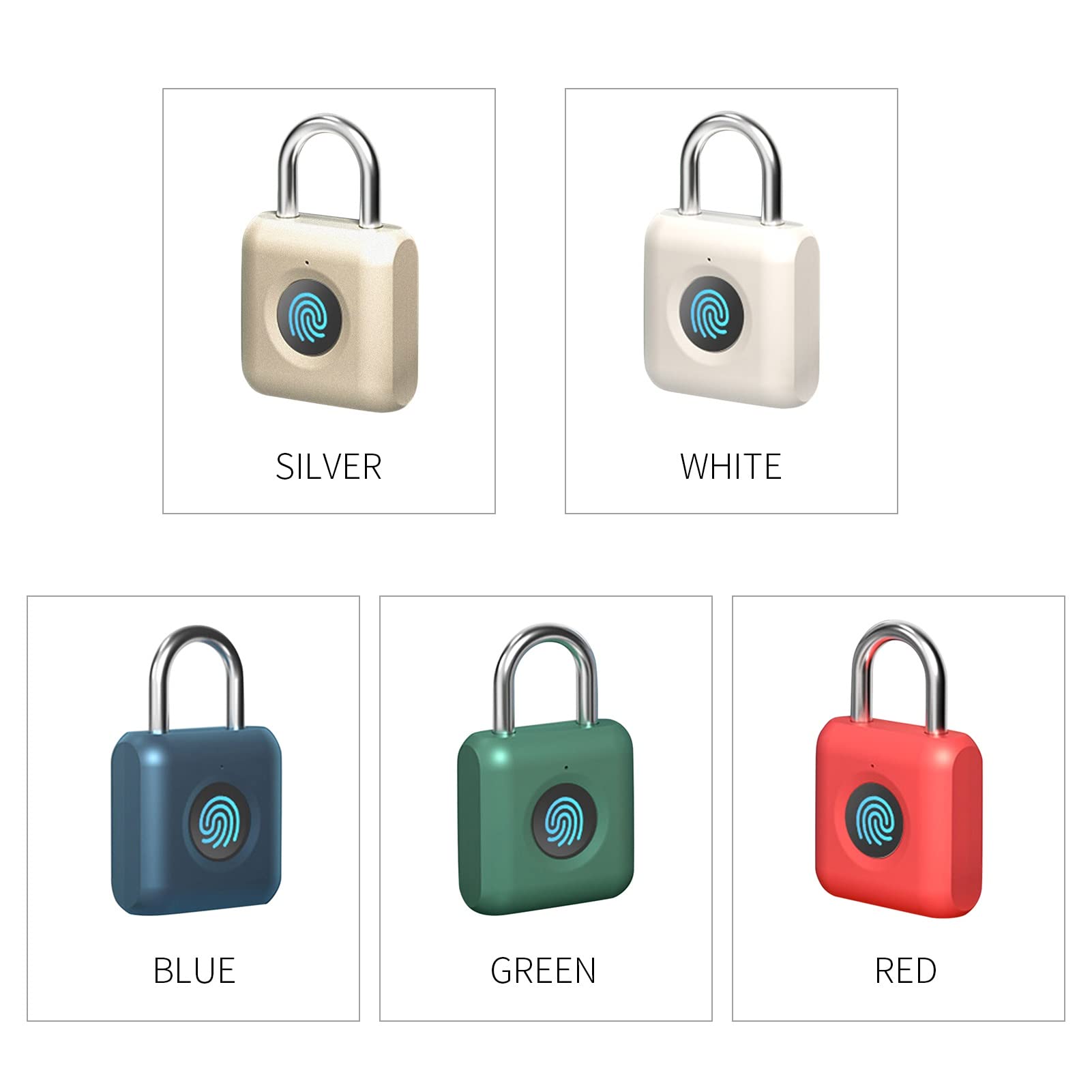 Mini candado Inteligente de Huellas Dactilares sin Llave de candado biométrico de Pulgada Impermeable Quick Desbloquear Metal Anti-Robo Smart Cadlock(1-Pack)