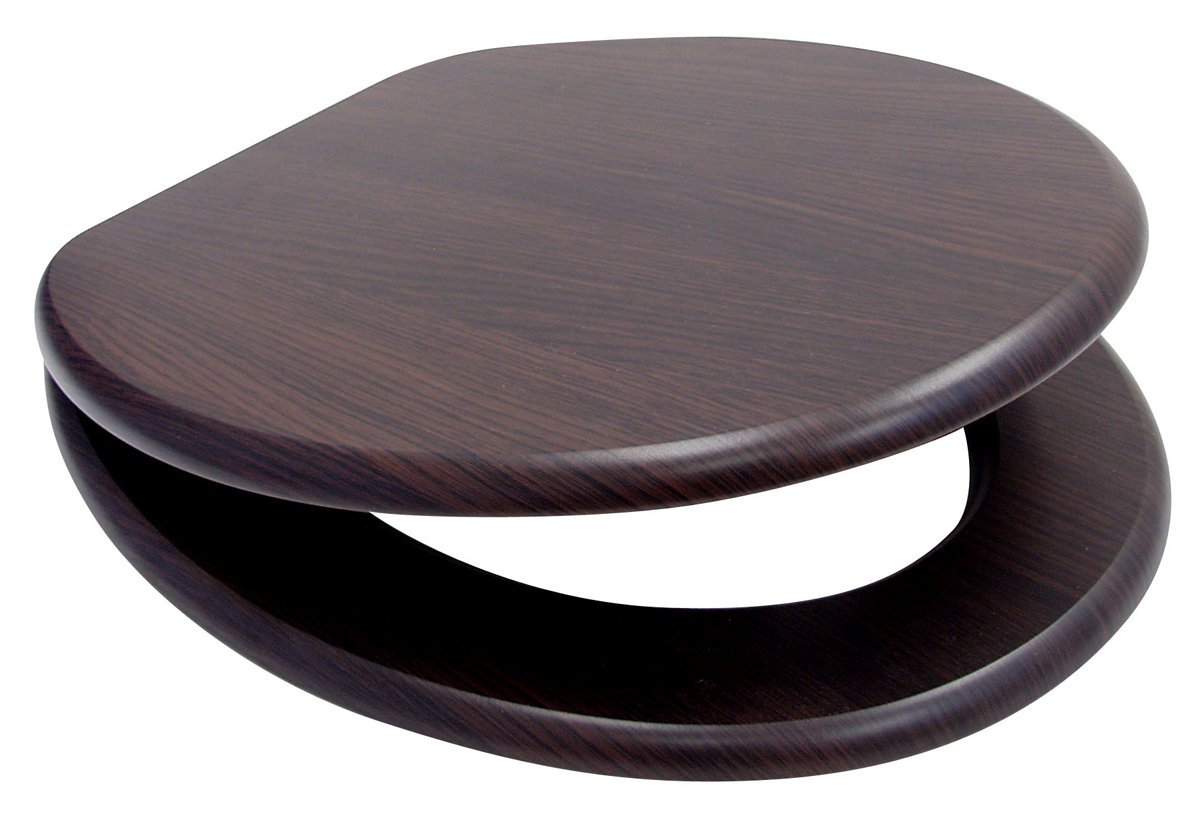 Schläfer 4637173 | Weser- WC-Sitz Walnuss Dunkel Holz-Mdf, WC-Sitzauflage, Toilettendeckel, Universal Toilettensitz in Universaler O Form, Klodeckel, Metal Verchromte Scharniere, Ovale Klobrille