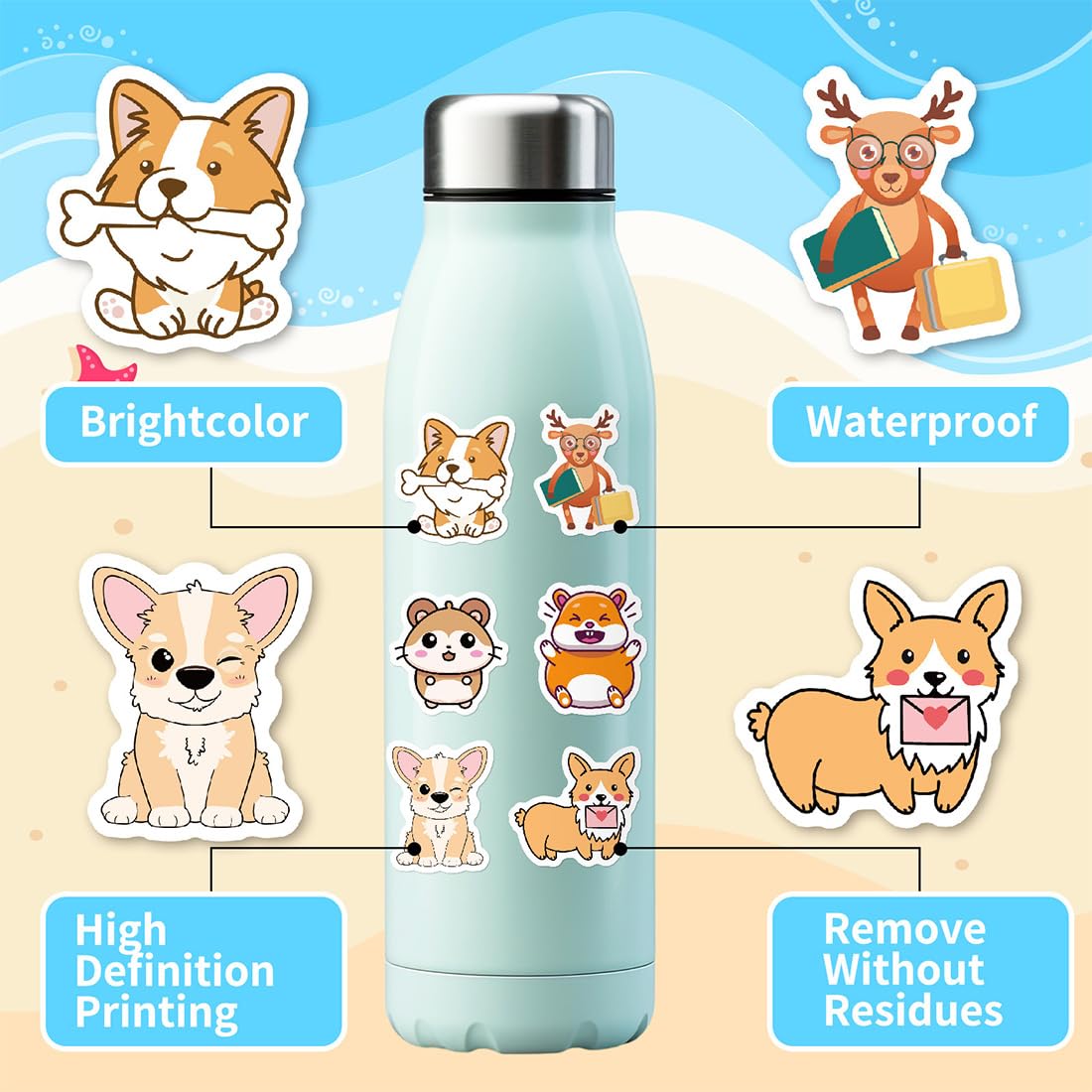 100 Stickers, Pegatinas Infantiles, Stickers Animales Kawaii Cute, Pegatinas Animales Para Niños, Stickers Decorativos Infantiles, Calcomanías Alegres, Para Ordenador Portátil, Laptop — view 3