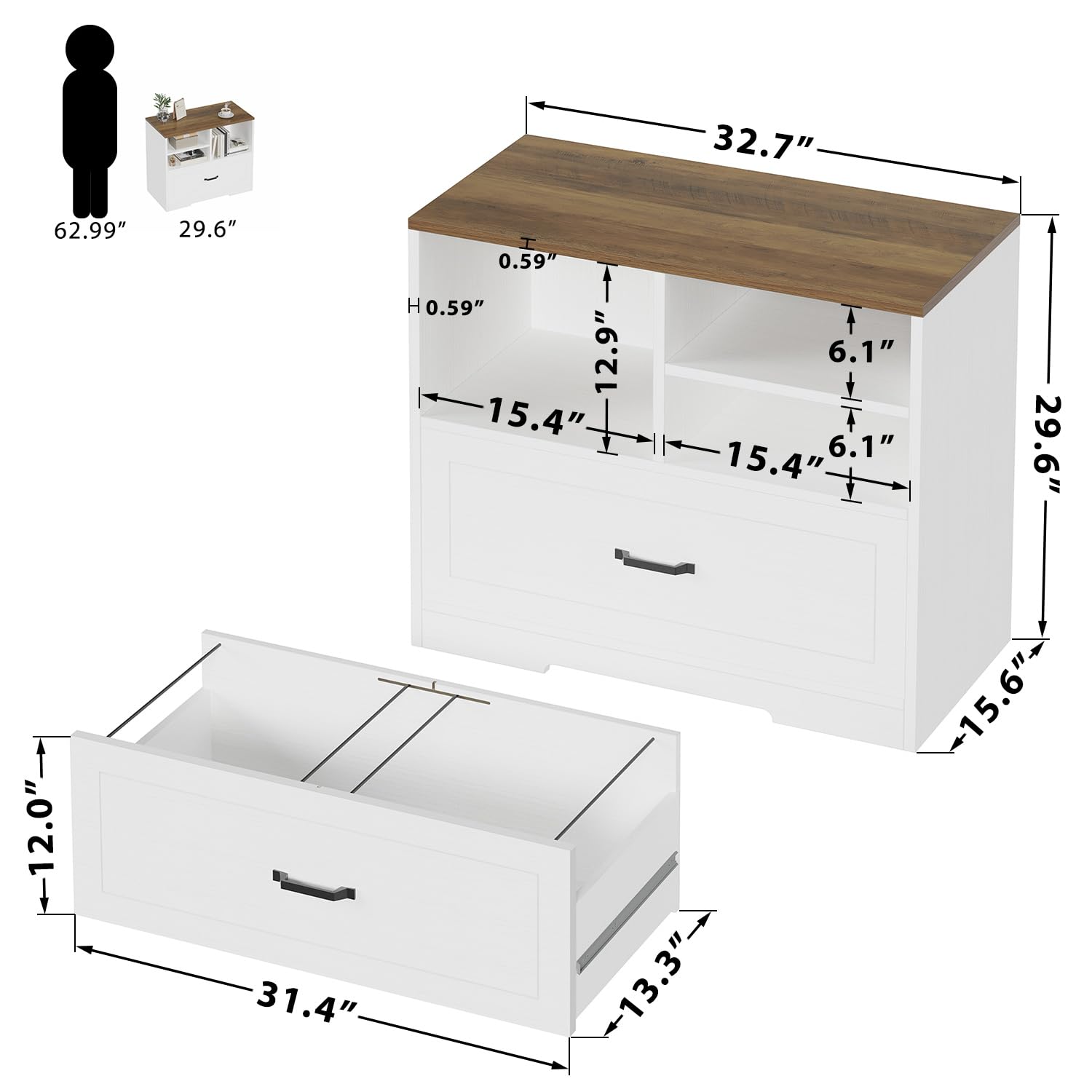 LVB Aktenschrank mit Schublade Schreibtisch Schrank für DIN A4 Letter Format Druckerständer Büroschrank mit offenem Regal für Arbeitszimmer Büro und HomeOffice Schubladenschrank Weiß 83 cm