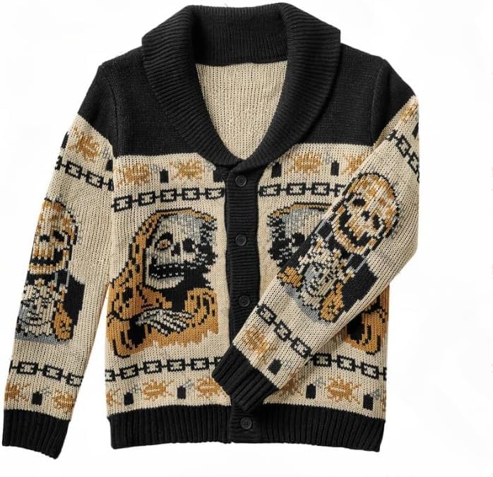 MOLERFO Womens Skull Graphic Cardigan Skeleton Sweater Goth Oversized Button Down Knit Long Sleeve Unisex Outwear Coats