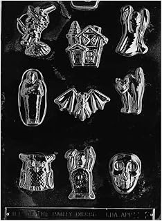 Halloween Assortment Bat Mummy Cat Plastic Mold Easy Release and Cleaning Candy Chocolate Lolly Pop
