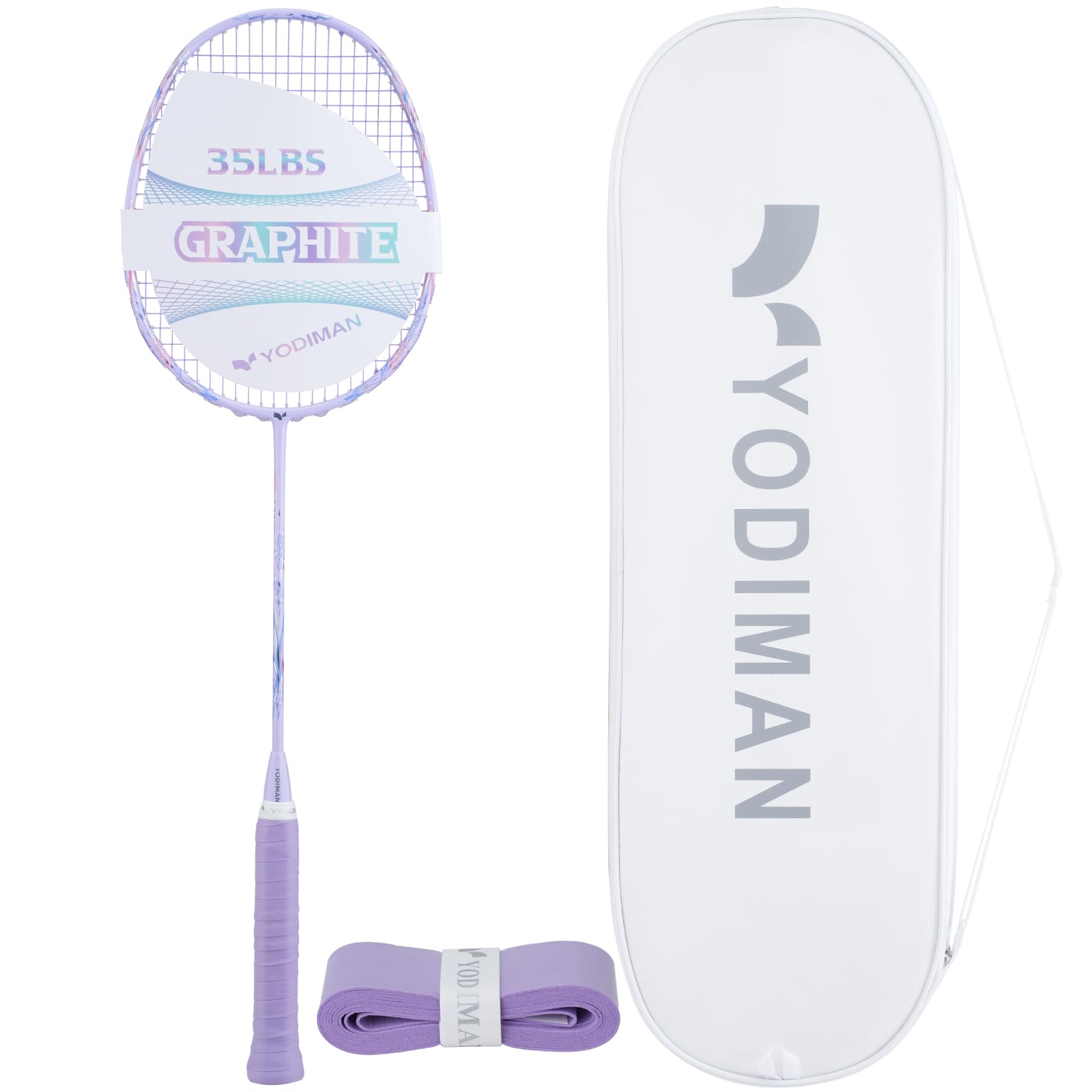 YODIMAN Pro Carbon Badmintonschläger – Leicht & Hochleistung für Wettkampf (35 lbs Bespannung, 46T Graphit, 0.68mm String, Profi-Level)
