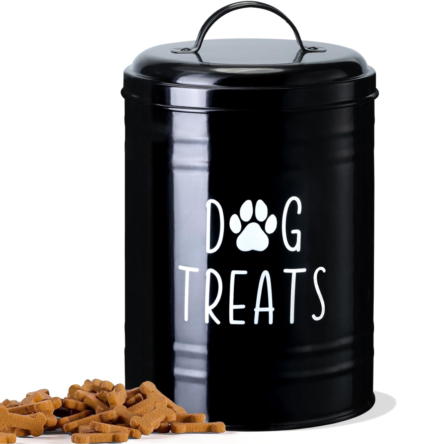 NIXBYO Dog Treat Container, Treat Container with Airtight Lid, Pack of 2-9 x 5.5 Inch & 7 x 4 Inch Metal Dog Biscuit Tin for Country House Kitchen Counter, Pet Snack Storage Box (Black Single) — image 1