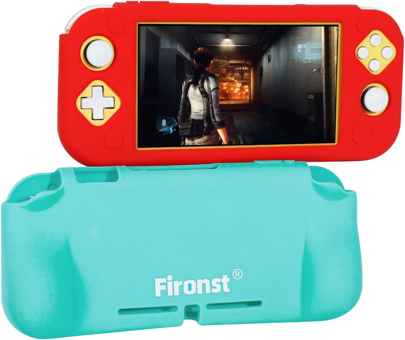 Case for Nintendo Switch Lite 2019 - 2 Pack Soft Silicone [Shock Proof] [Anti-Slip] Protective Cover with Ergonomic Grip Design for Switch Lite Console (Red, Ice Sea Blue)