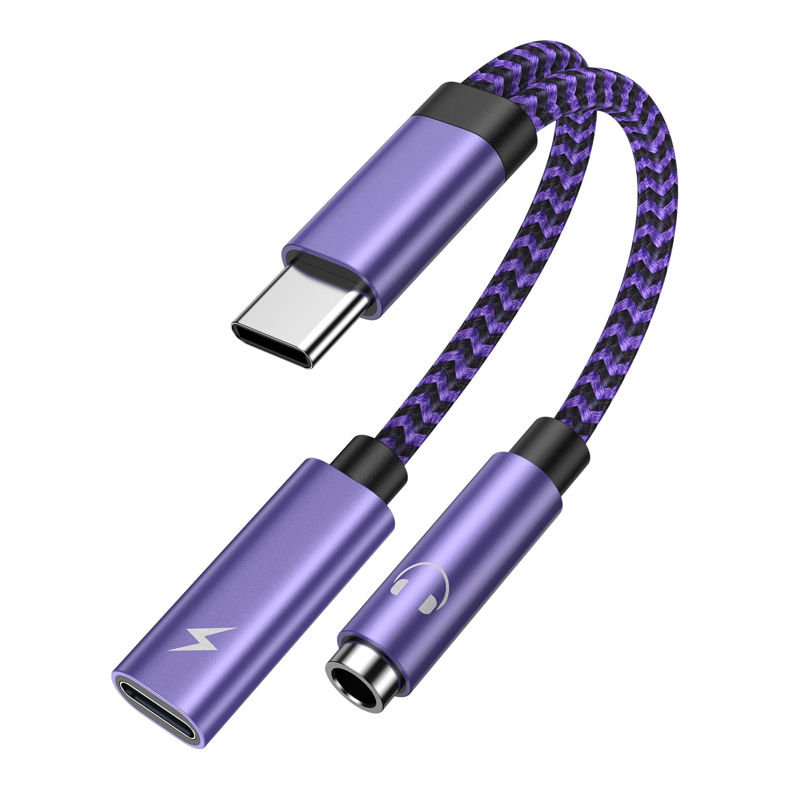 Type C to 3.5mm Headphone Adapter,2in1 USB-C to Aux Audio Charger Adapter & Type C 60W Android Fast Charging Dongle Cable for Samsung Galaxy A15,A54,S24,S23 Ultra,A34,A14,S22,S21,S20,Note 20,Pixel 8,7