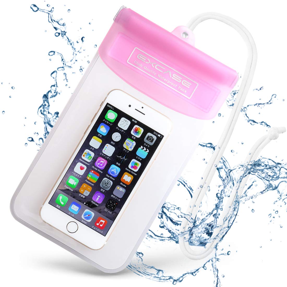 Universal Dry Pouch, Phone Waterproof Case IPX8 Certified for All Smartphones up to 7.4 x 4.5 - Pink