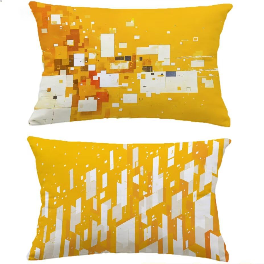 Funda de cojín de jardín con cremallera invisible y tejido impermeable amarillo 2
