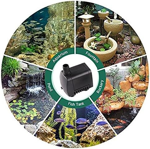 Waterproof Brushless Quiet 105 GPH (400L/H, 7W) Submersible Water Pump For Pond, Aquarium, Fish Tank Fountain Water Pump Hydroponics with 4.9ft (1.5M) Power Cord
