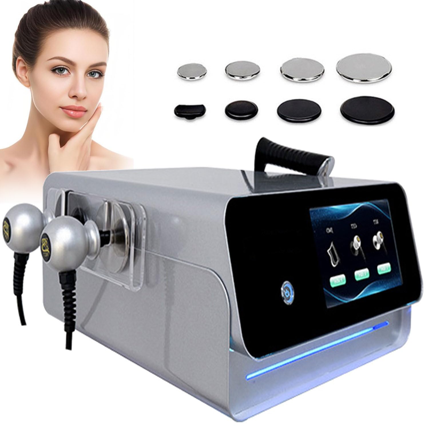GTANND Tecar Therapy Pain Management Machine,Portable Physiotherapy Diathermy for Deep Tissue Treatment, Skin Tightening, Salon Body Slimming, Pain Relief,with Handle/Probe/Negative Plate