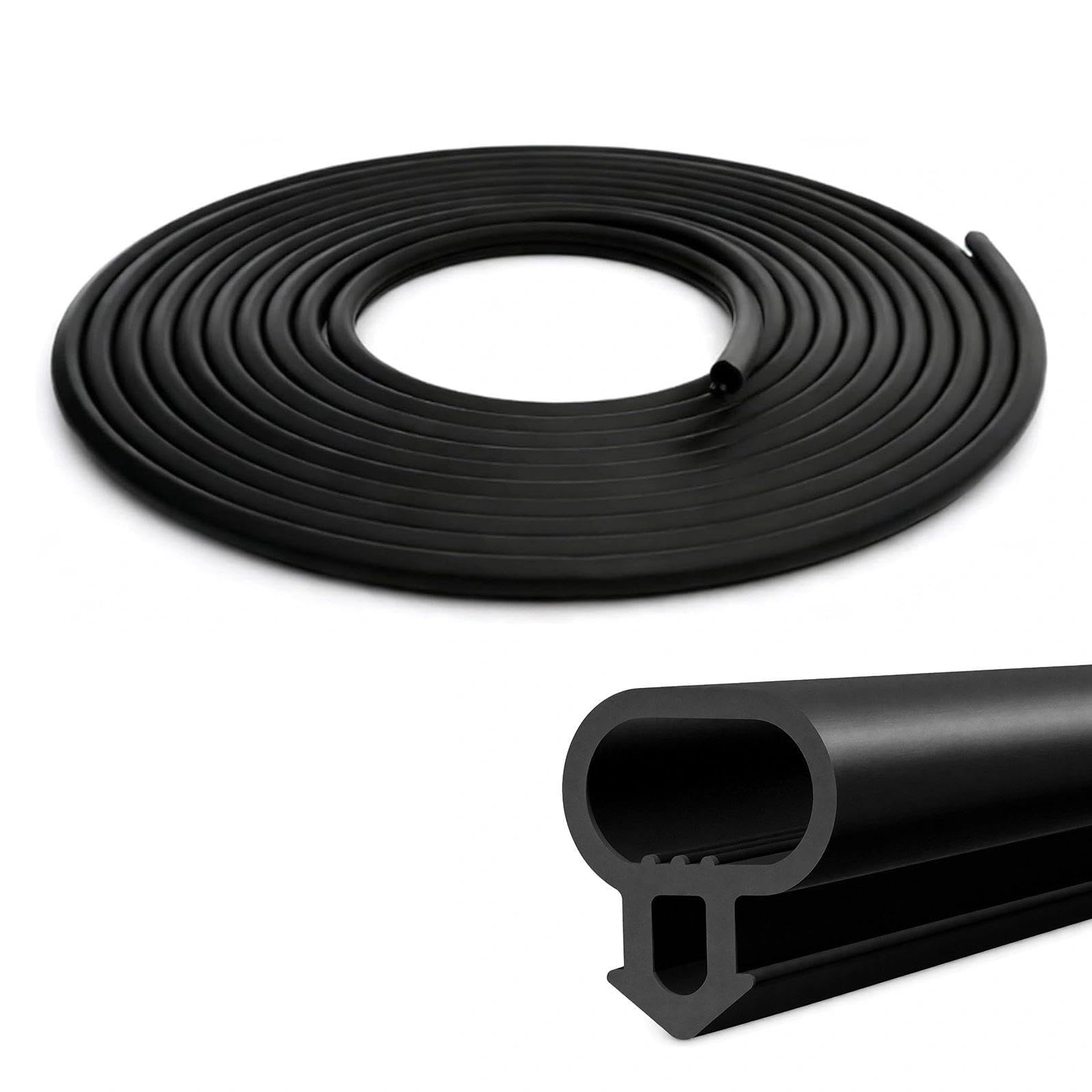 UPVC Door & Window Replacement Seal, 6M Black Rubber Draught Excluder Strip, Energy Saving Weather Stripping for 3-5mm Gaps, Anti-Draft, Dustproof, Waterproof & Soundproof Insulation