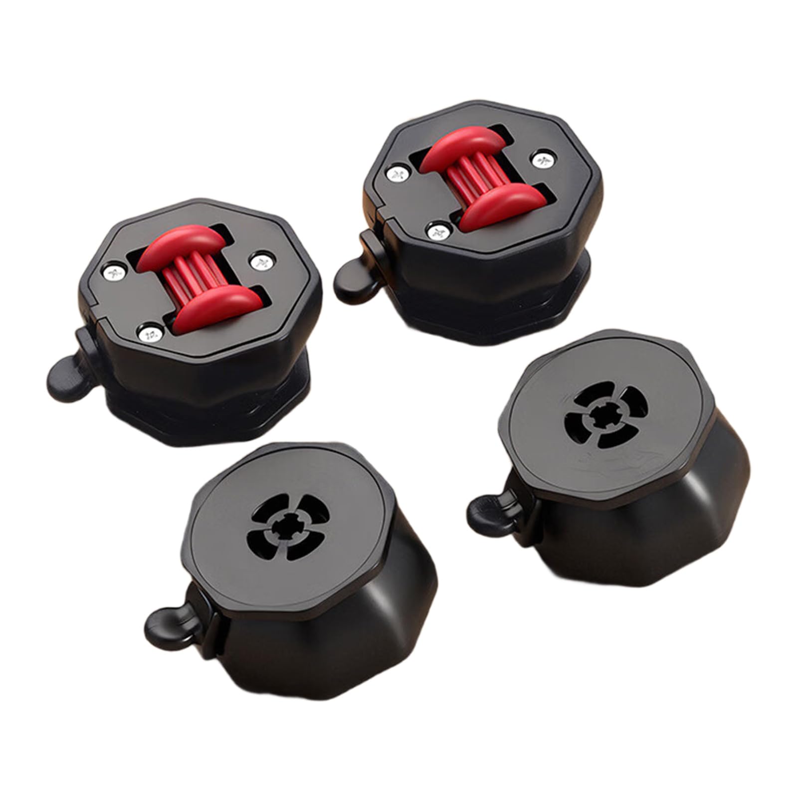 Fentency Black Red Wheel 4Pcs Small Furniture Casters Wheel Sticky Sliders With Brake For Appliances Adhesive Casters Wheel