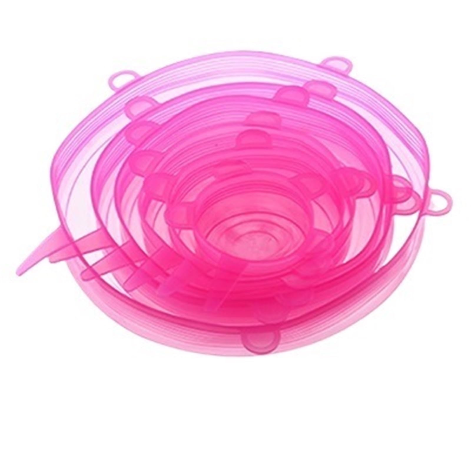 3Sets Reusable Silicone Stretch Lids Kitchen Fresh Keeping Covers Compression Universal for Bowls Jars(Pink)