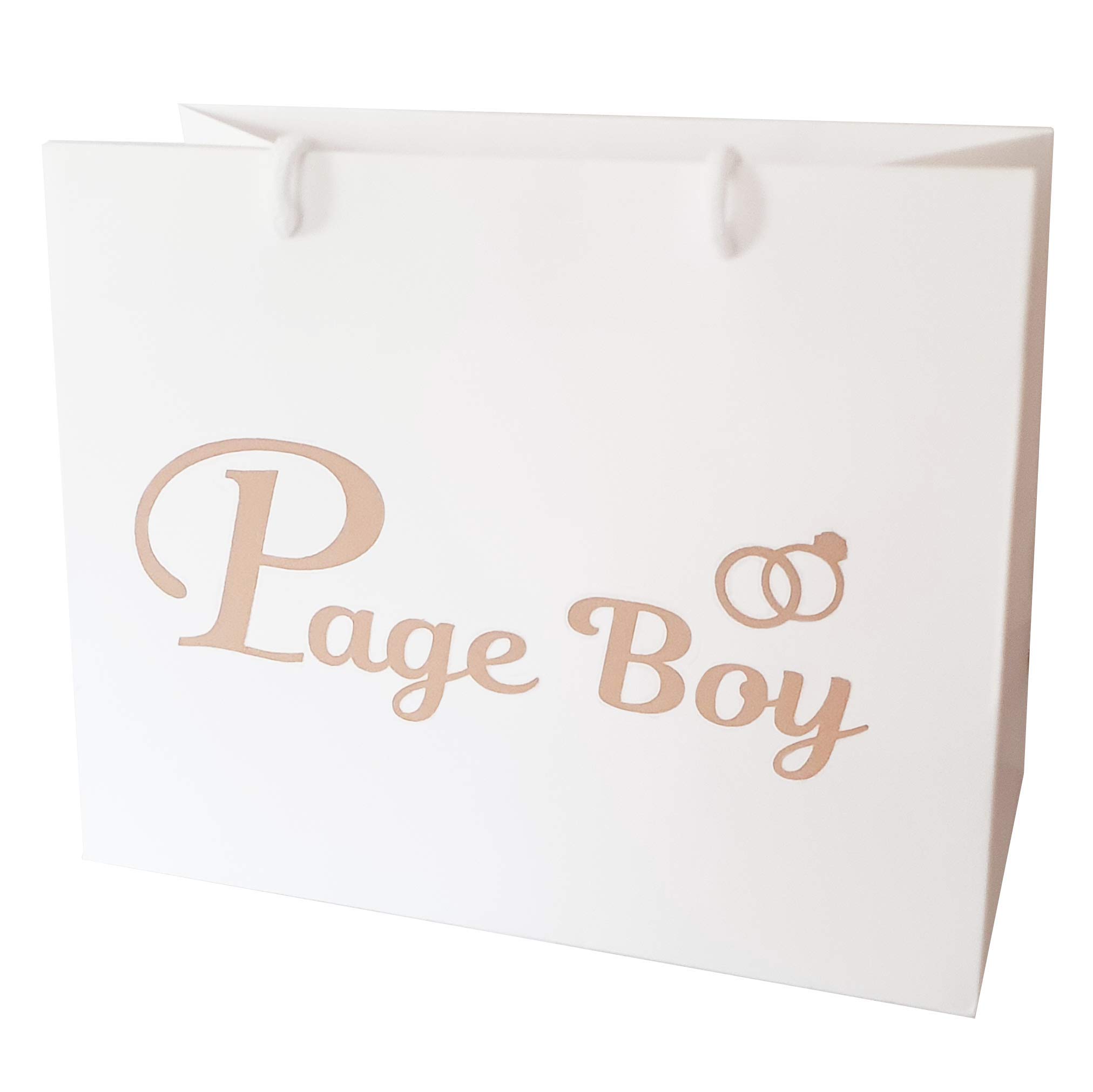Medium Wedding Gift Bags - White and Copper Gold Gift Bag with Rope Handles and Tissue Paper - Favours (Page Boy)