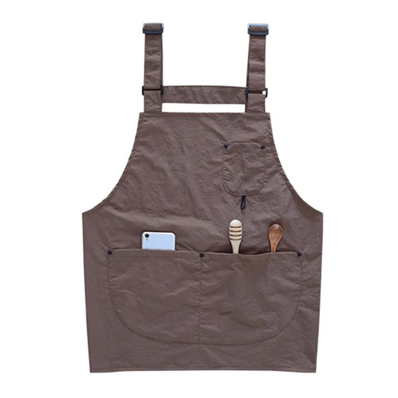 Tablier De Chef, Tabliers De Cuisine, Unisexe Tablier avec 3 Poches pour Cuisine, Travail Brown,One Size