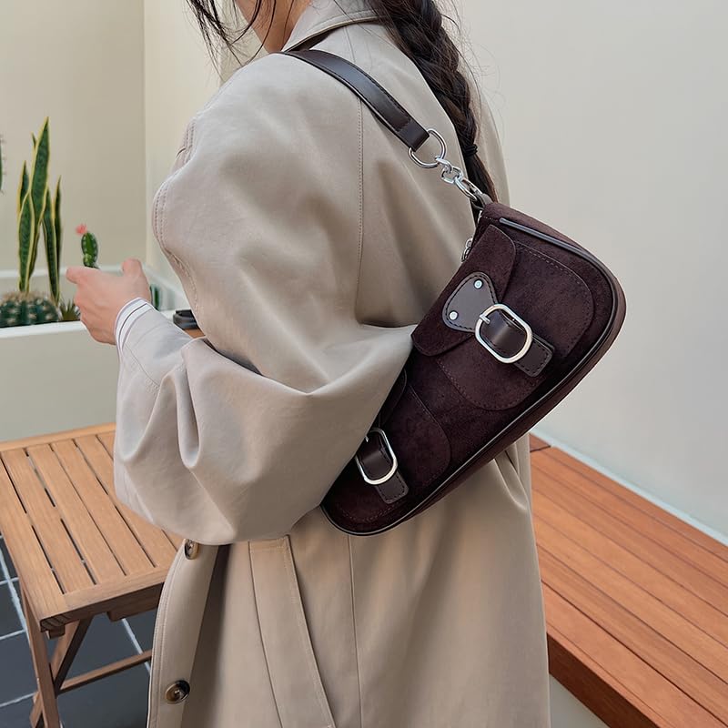 Suede Shoulder Bags for Women 2025 Fall Purse Y2k Clutch Handbag Vintage Shoulder Purse Crossbody Bag3