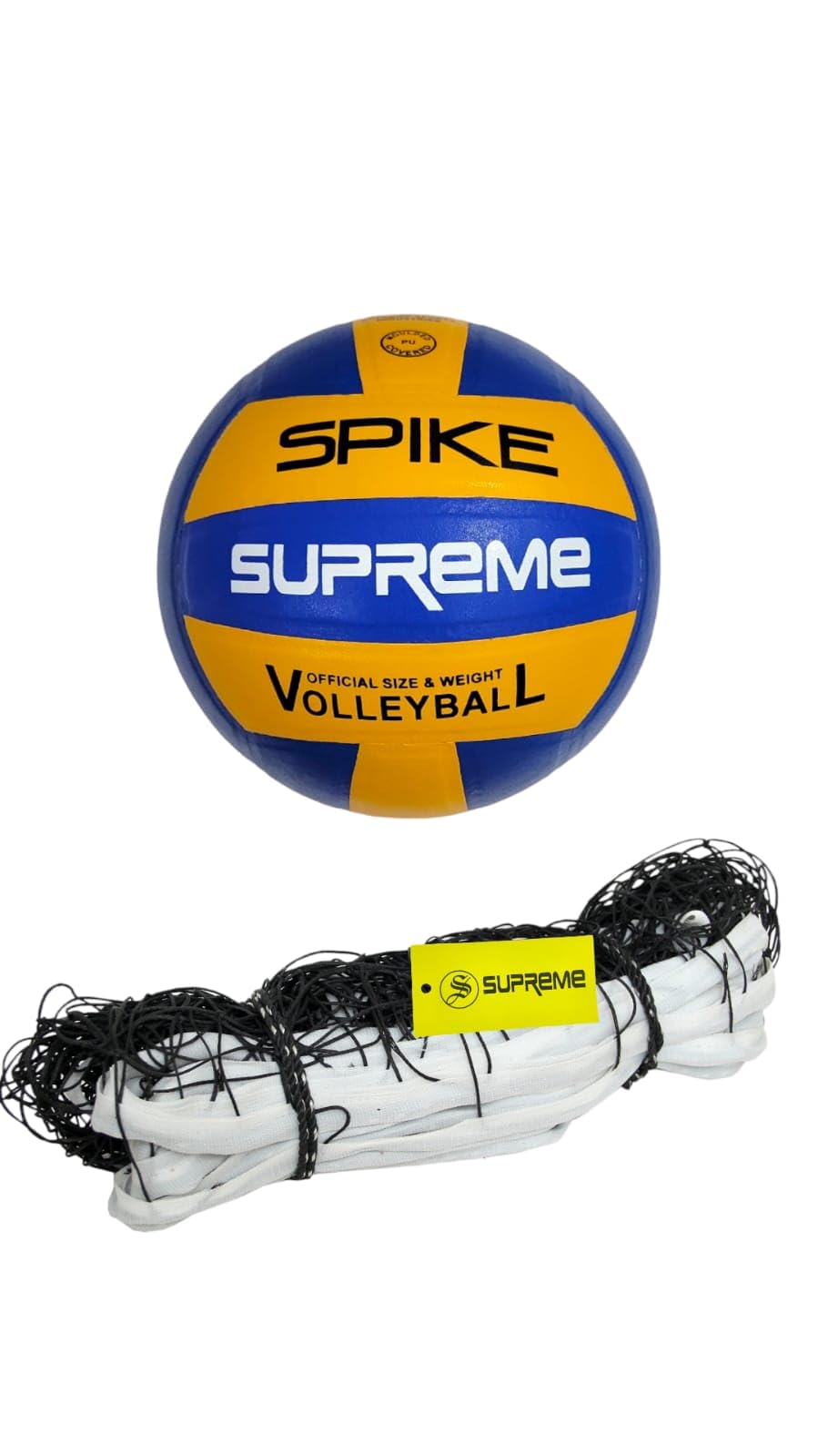 SUPREME Volleyball Combo (1 Volleyball Net Nylon 4 Side Tape,1 Volleyball Molded 18 P.) Volleyball Kit