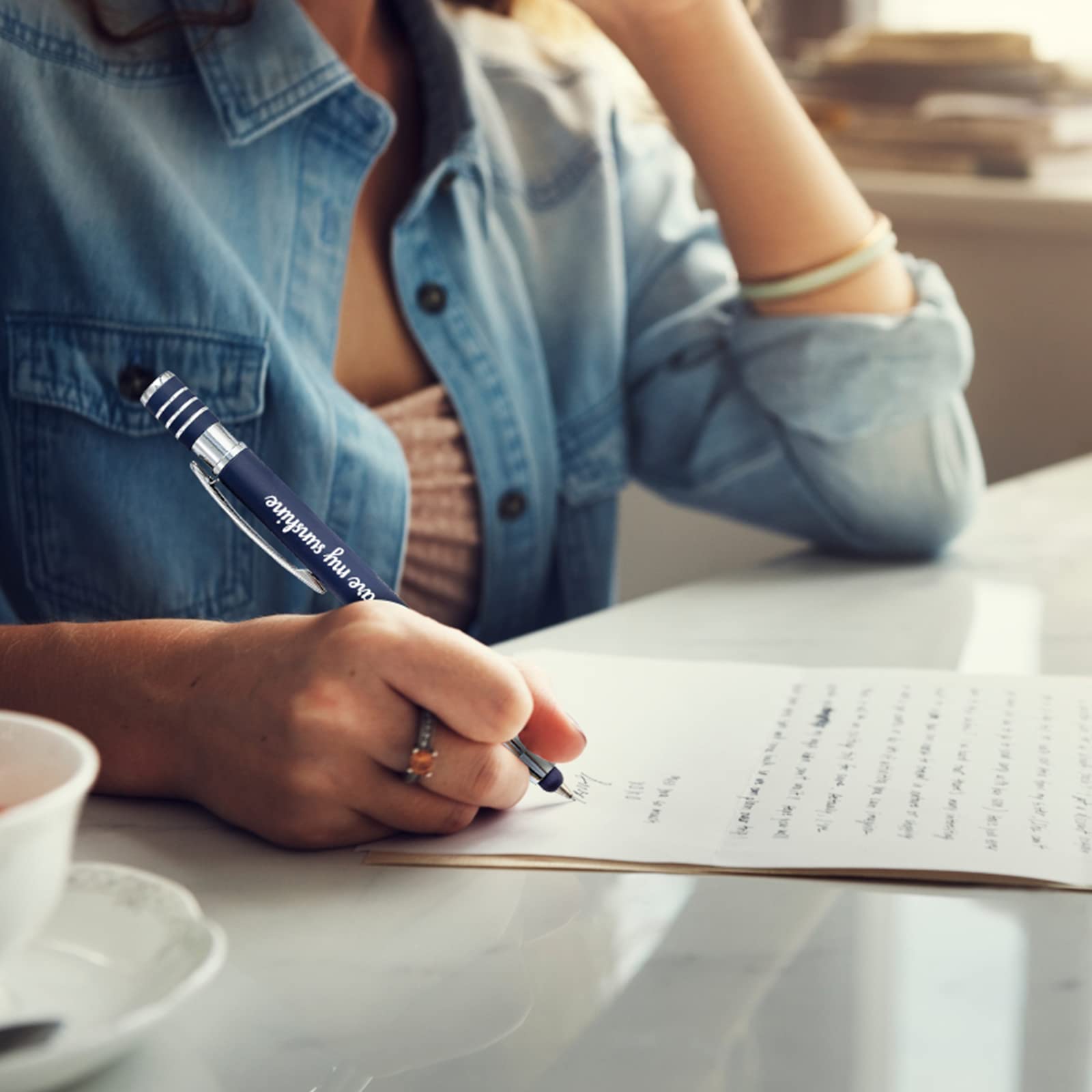 Bolígrafos Personalizados, Bolígrafos Personalizados con Nombre, Bolígrafo Grabado Personalizado con Lápiz Óptico para Bodas, Negocios, Hombres y Mujeres, Tinta Negra Paquete de 36
