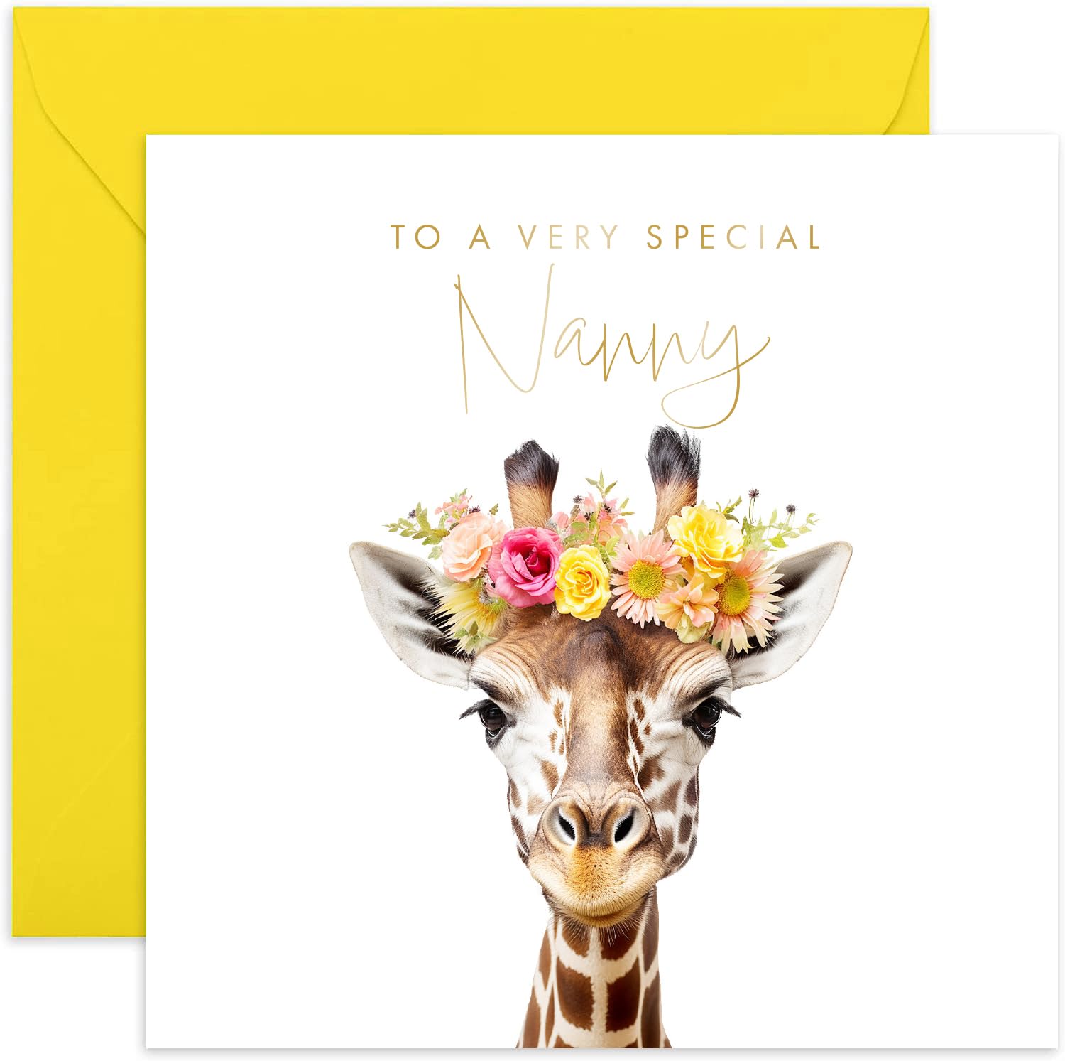 Geburtstagskarte Mit Giraffe – Niedliche Tierkarte Für Nanny, Oma, Familie, Blanko Innen, 15x15 Cm