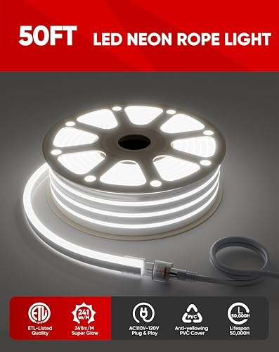 Miniatura 3 de Shine Decor Paquete de productos de control remoto con kit de luces LED de neón blancas de 49.2 ft50 pies