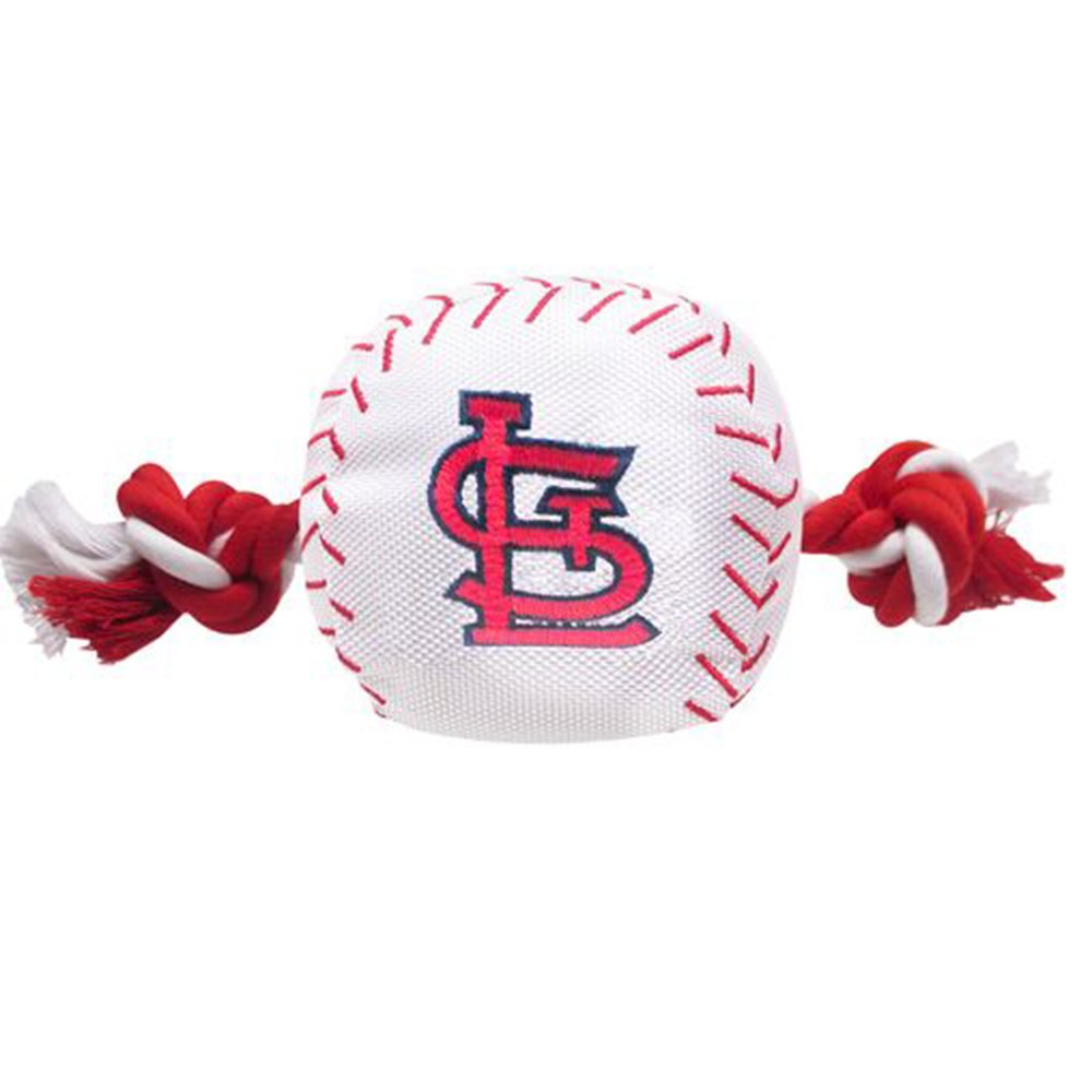 MLB SAINT LOUIS CARDINALS Baseball Rope Toy for DOGS & CATS. Tough nylon, Sporty Baseball Design, Heavy-duty ropes with Inner SQUEAKER
