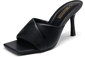 Women's High Stilettos Heels Mules Open Square Toe Slip On Comfort Sexy Dress Pumps Sandals