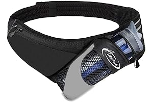 AiRunTech No Bounce Hydration Belt, Customizable Size, Large Pocket Smartphone Holder, Perfect...