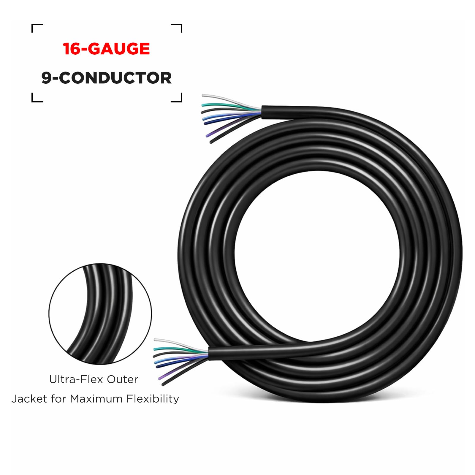 RECOIL RS916-20 Cavo Altoparlanti 9Cond 16AWG CCA 6m Easy-Peel 4Can+Remote