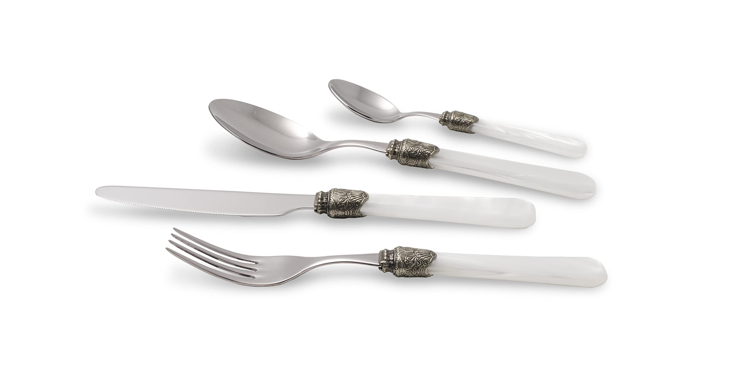 Rivadossi Penelope Bianco - Set di Posate per 6 Persone, 24 Pezzi - 100% Made in Italy, Artigianalità e Design - Acciaio Inox 18/10