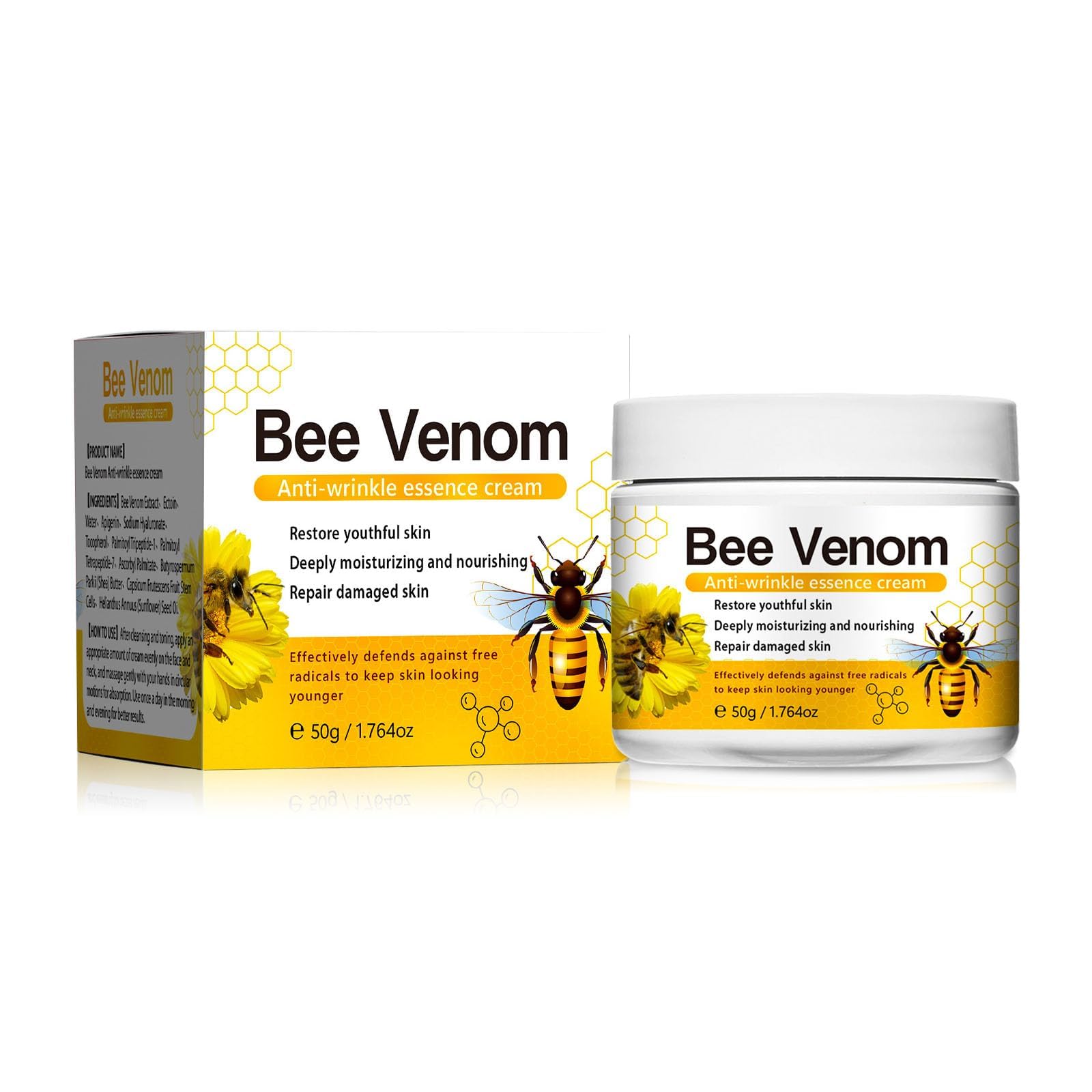KASTWAVE Bee Venom Anti Wrinkle Face Cream, Day And Night Moisturiser Face Women, Bees Firming Moisturizing Cream, Instant Wrinkle Remover, Instant Face Lift Cream For All Skin Types