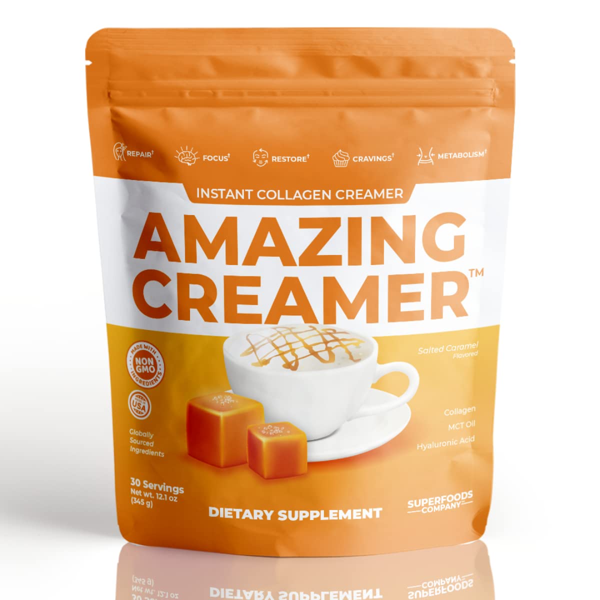 Superfoods Company Amazing Creamer with Collagen - Keto Creamer-Hyaluronic Acid & MCT Oil - Brain Boost & Curbs Cravings - Supports Healthy Skin &