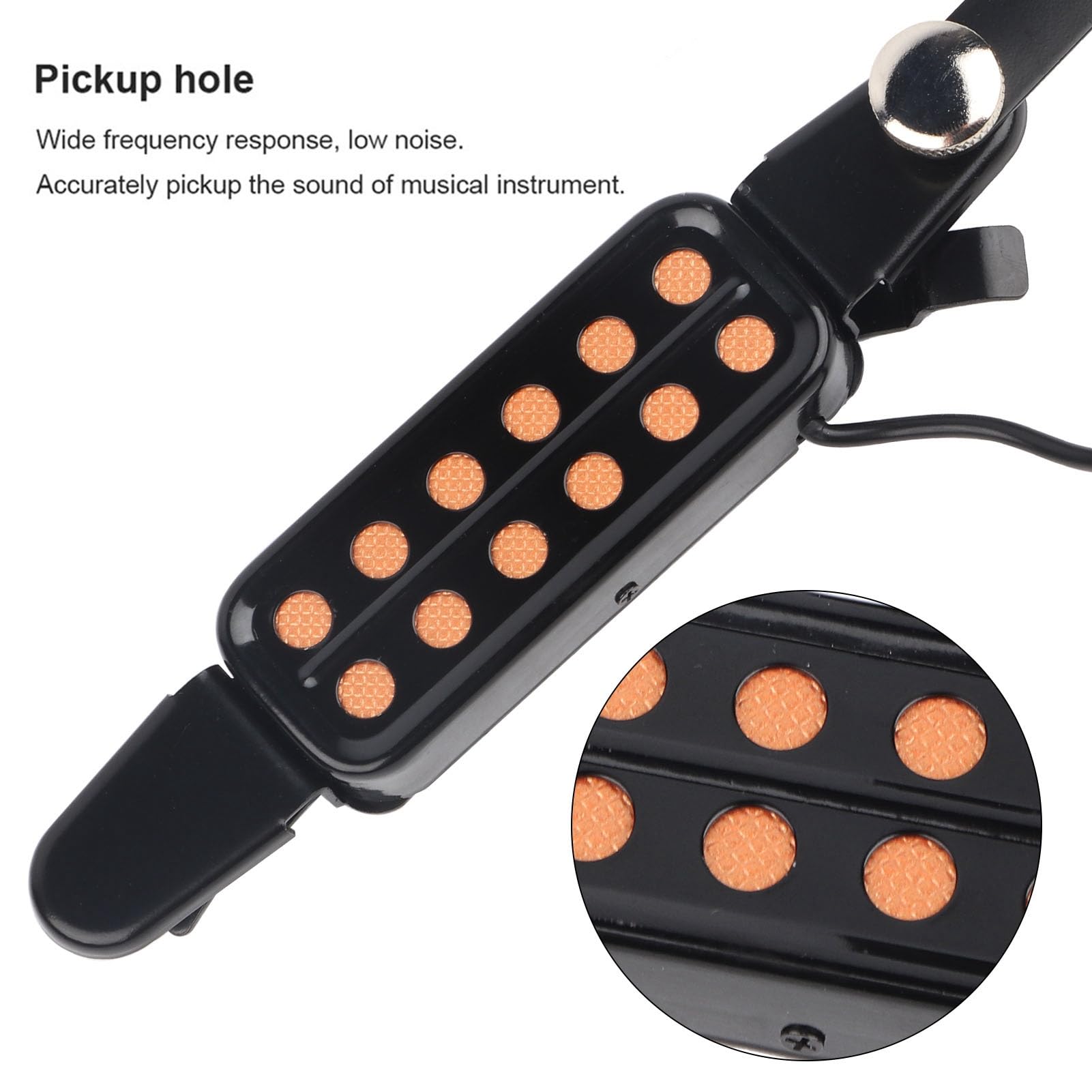 Pastilla para Guitarra Acústica, Guitarra Acústica Pastilla De 12 Orificios con Afinador De Volumen Y Tono para Guitarra Acústica La Almohadilla Evita Daños a La Guitarra