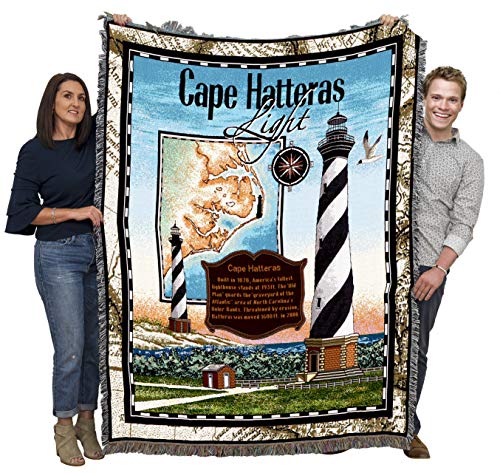 Pure Country Weavers Cape Hatteras Lighthouse Blanket - Outer Banks North Carolina Coastal Ocean Gift Tapestry Throw Woven from Cotton - Made in The USA (72x54)