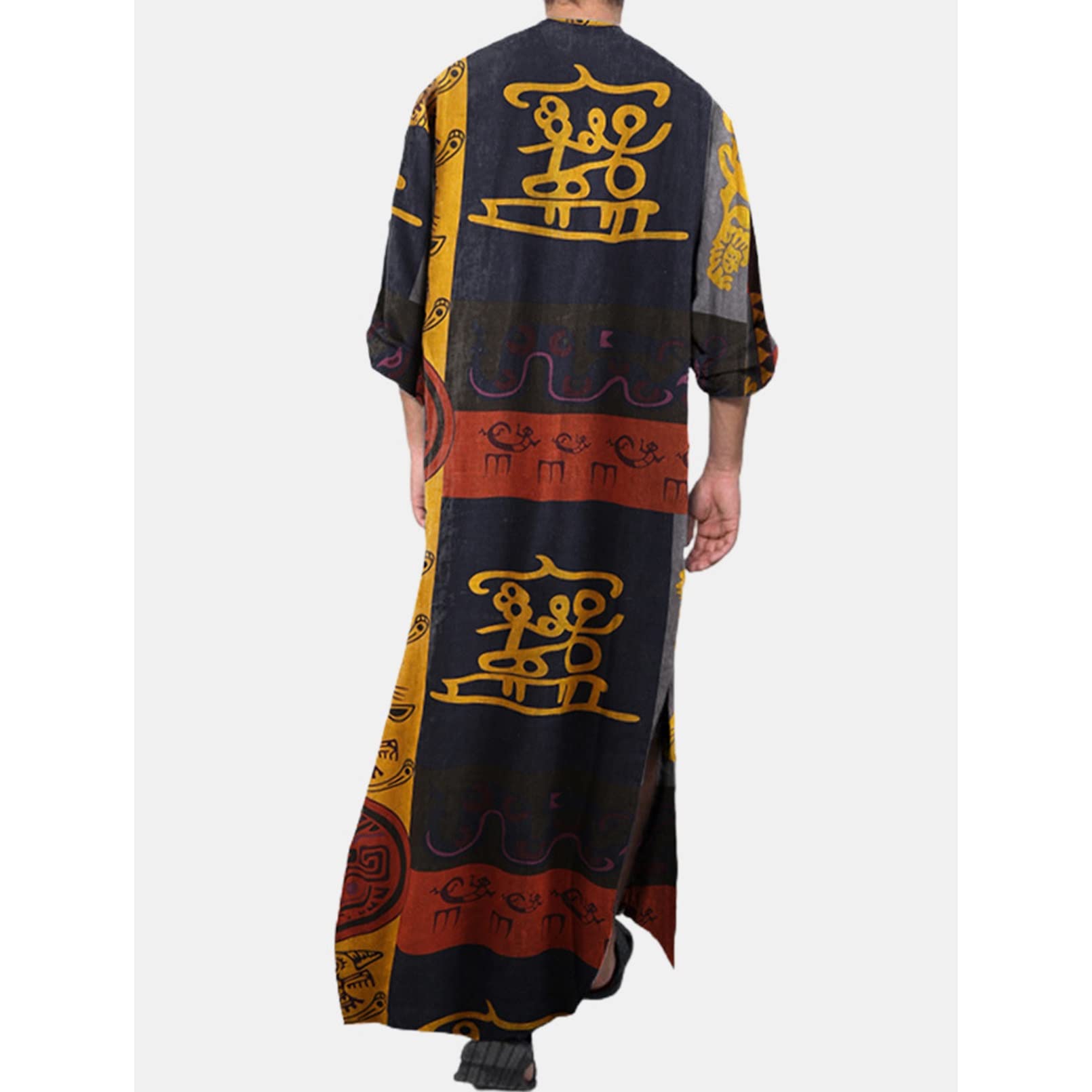 Hommes Chemise De Nuit À Manches Longues Imprimé Vêtement De Détente avec Poche Funky Casual T-Shirt Lâche Pyjama Être Facile À Mettre Et À Enlever