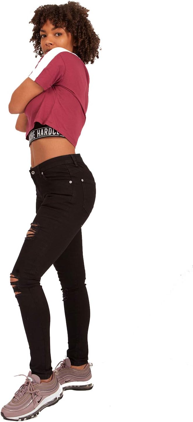 Hardcore Ladies Cotton Rich Soft Touch High or Mid Rise Denim Skinny Jeans 3 61gajMiCRRL. AC SL1500