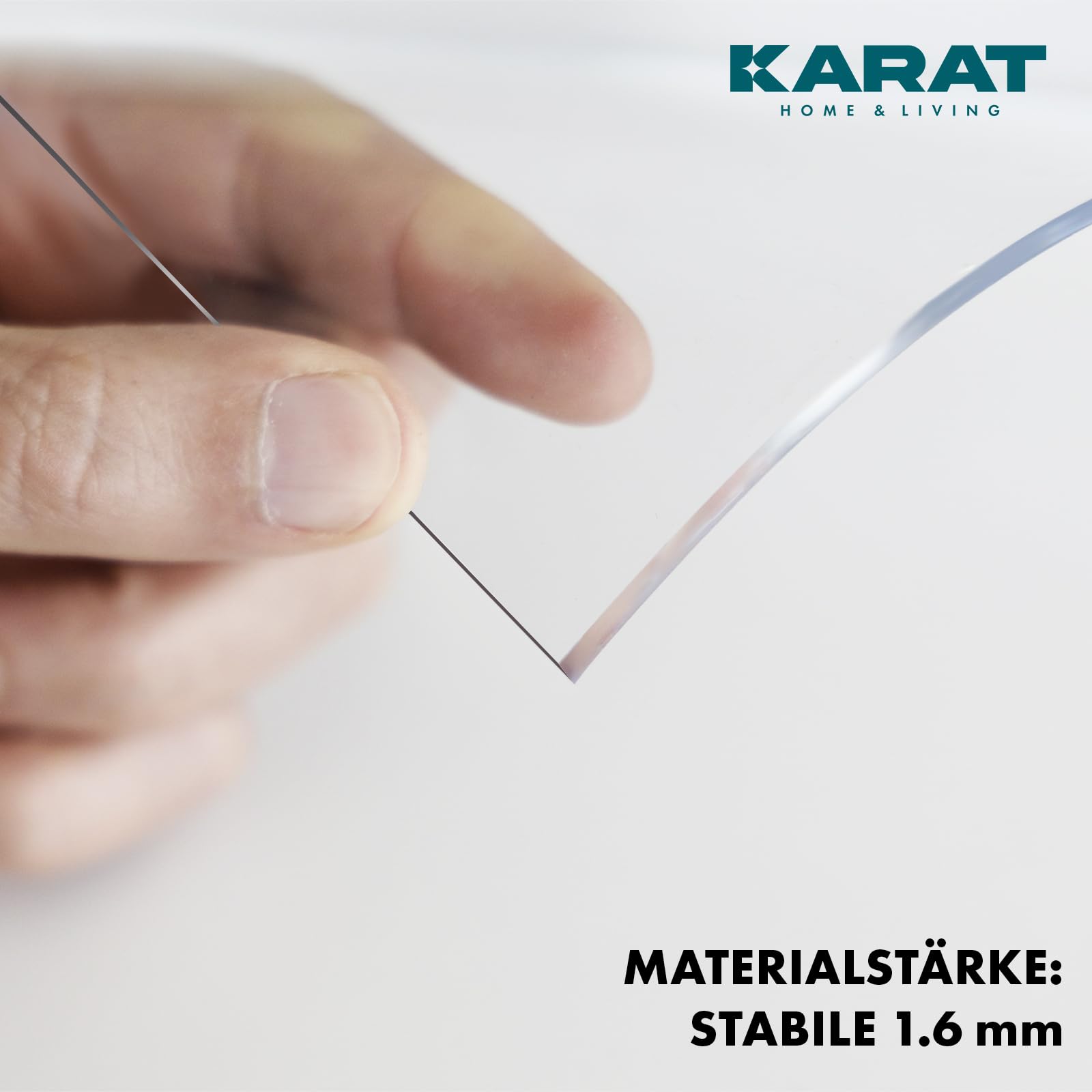 KARAT Protector de mesa transparente con borde recto, mantel a medida, tamaño a elegir, lámina protectora transparente, protector de mesa (cristal, ancho 60 x largo: 60 cm)