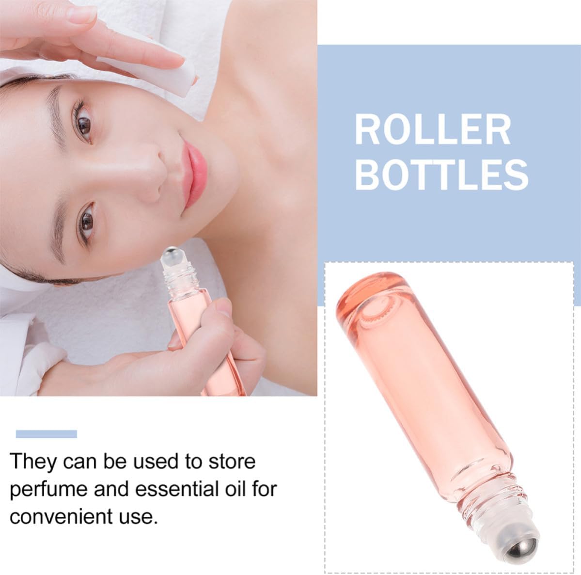 15pcs Pink Frosted Glass Perfume Roller Bottles 10ml Essential Oil Sub Containers with Stainless Steel Rollers Leakproof and Evaporation Proof for Travel