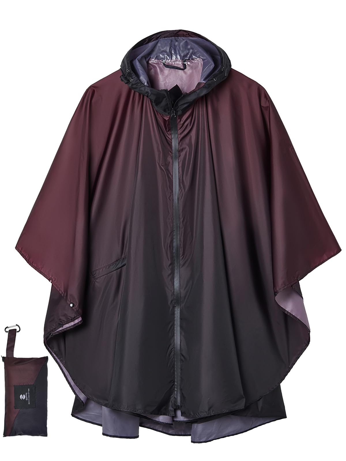 SaphiRose Adult Rain Poncho Waterproof Hooded Zipper Raincoat with Pockets