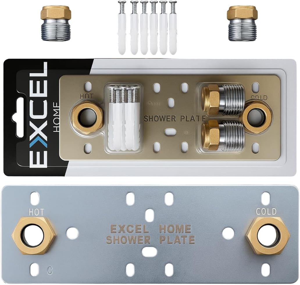 Easy Shower Fixing Plate System | Strong & Leak-Free Valve Connection | for Thermostatic Bar Mixer | Durable, Corrosion-Resistant, Quick & Easy Installation Shower Plate (Single)