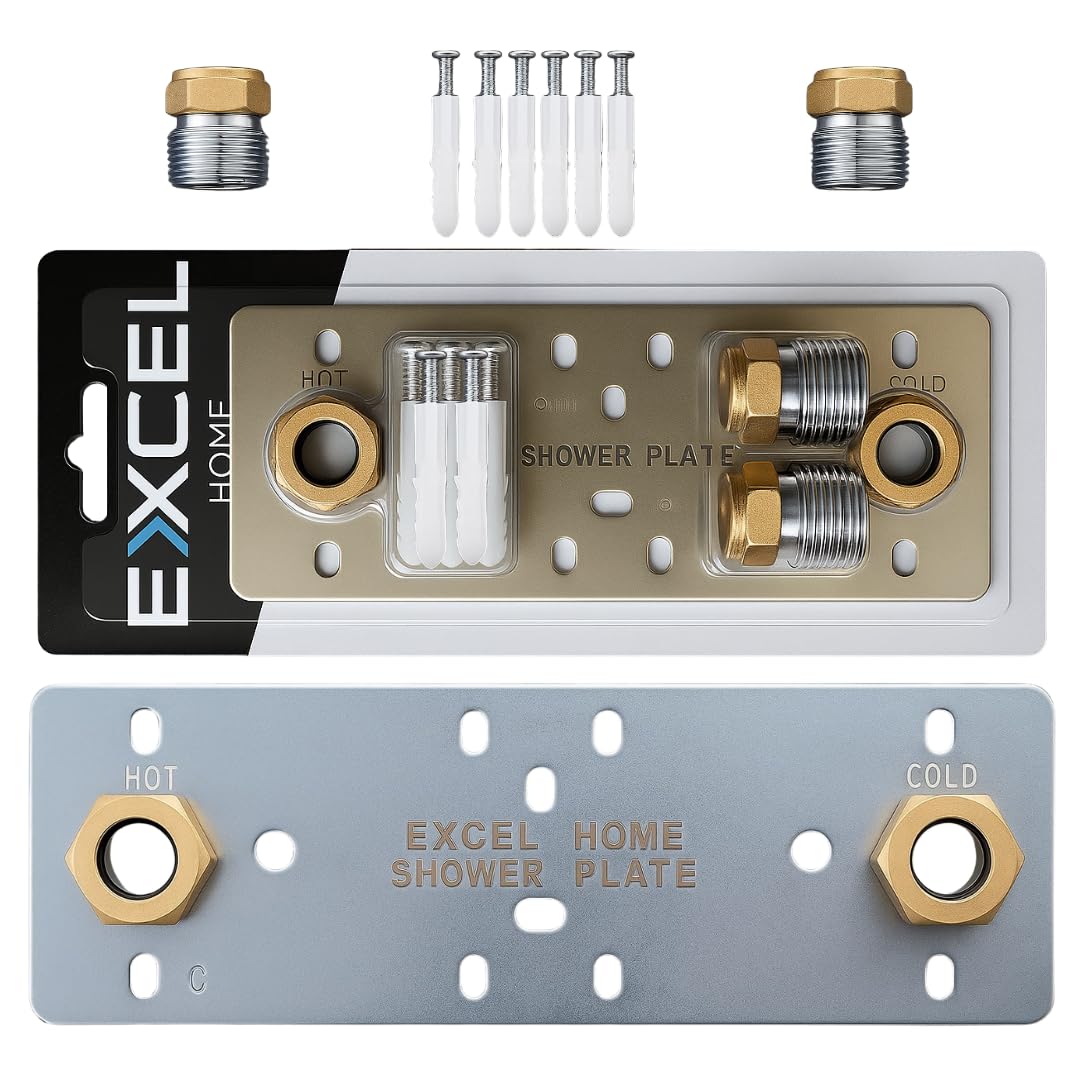 Easy Shower Fixing Plate System | Strong & Leak-Free Valve Connection | for Thermostatic Bar Mixer | Durable, Corrosion-Resistant, Quick & Easy Installation Shower Plate