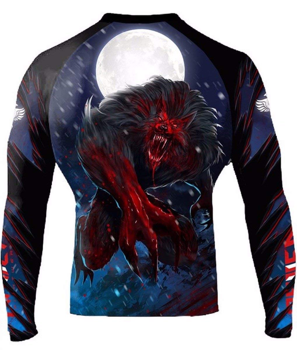 Raven Fightwear The Lycan Schwarz Kompressionshemd Herren Lange Ärmel Grappling Jiu Jitsu MMA Fitness Kampfsport No Gi Workout Gym