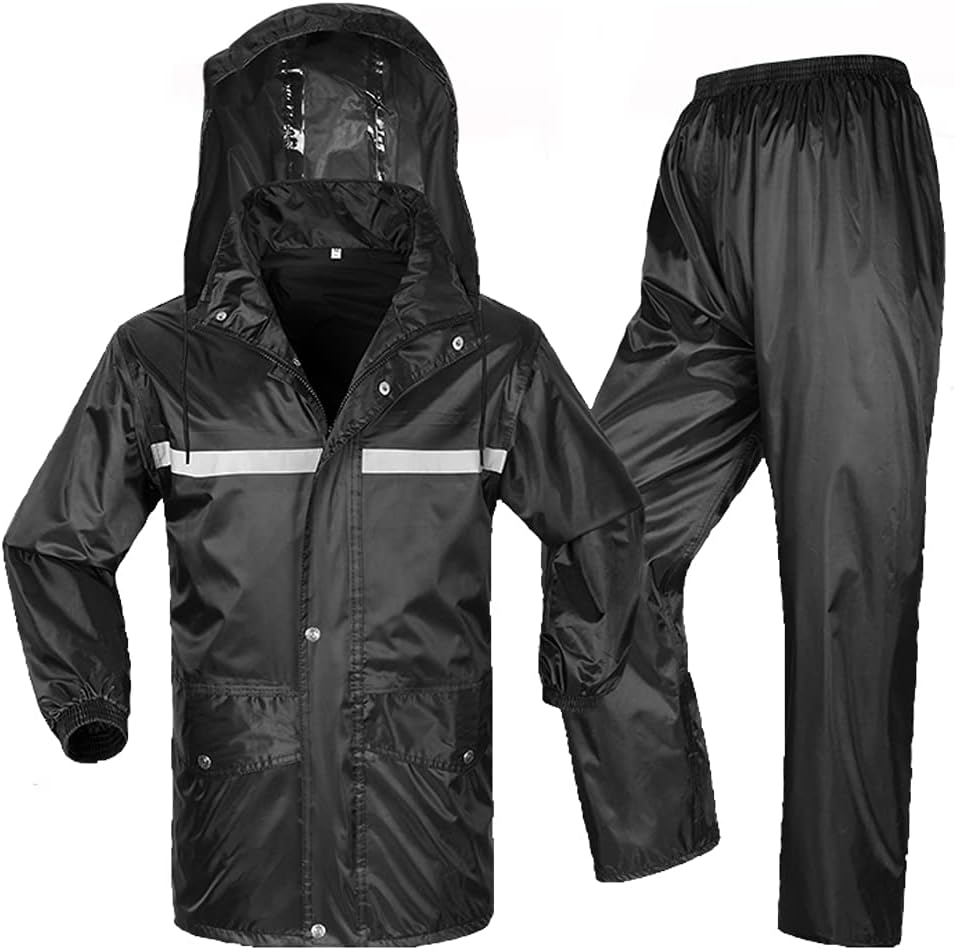 Stichenraincoatバッテリー車 のジャケットレインポンチョレインコートレインパンツスーツの防水男性と女性ライディングスプリット電気バイクシングル全体の雨の雨の雨が降ると冬 Size Xxxxl Color 黒 希少