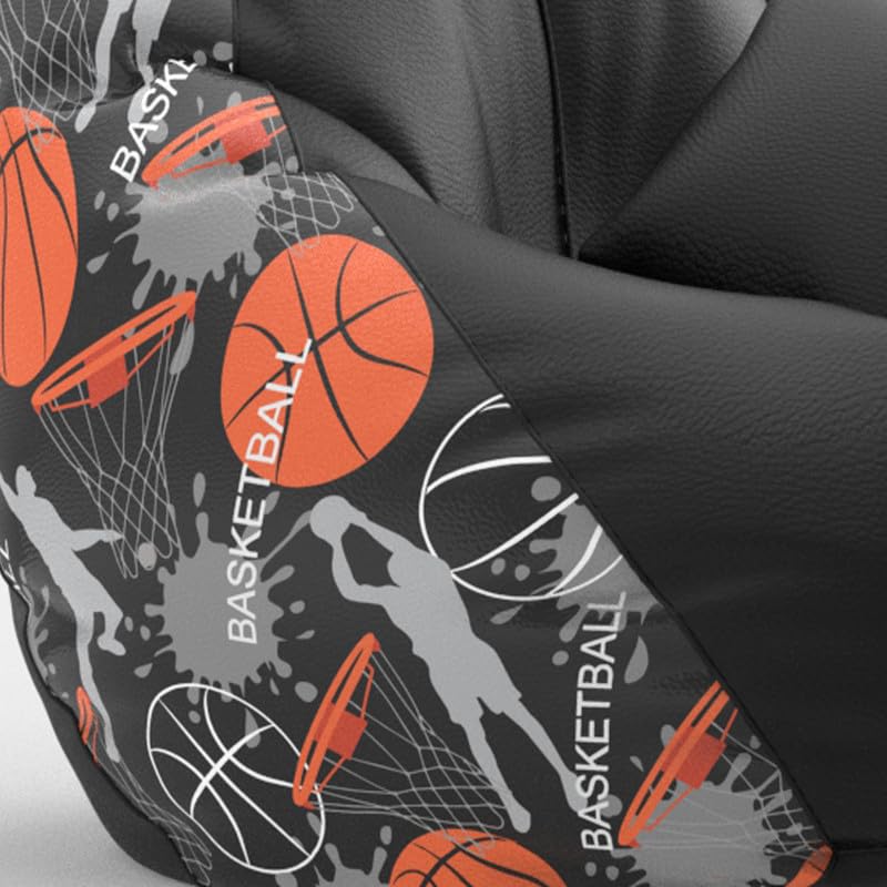 Image of Biggie Bean Bag Chair with Beans Filled 5XL Evergreen Classics Bean Bag-Loud Prints-Soft Landings-Styled with Free Cushion & Footrest (Matching Color : Printed Basketball - H - Black)